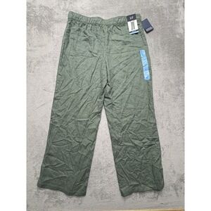 GAP Pants‎ Womens Large Linen Blend Wide Leg Cropped Lightweight Relaxed Fit